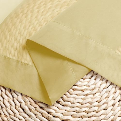 Image of Chyhomenyc Mustard Yellow Sheer Curtains 54 Inches Long, Light Filtering Window Sheer Curtain Panel Drapes, Elegant Rod Pocket Soft Voile for Bedroom Living Room, Each 42Wx54L Inches, 2 Panels