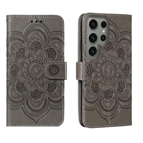 shingtomua for Samsung Galaxy S24 Ultra 5G Case Wallet with Card Holder Kickstand Magnetic Soft Leather Flip Fold Case for Samsung S24 Ultra Cover (Gray)