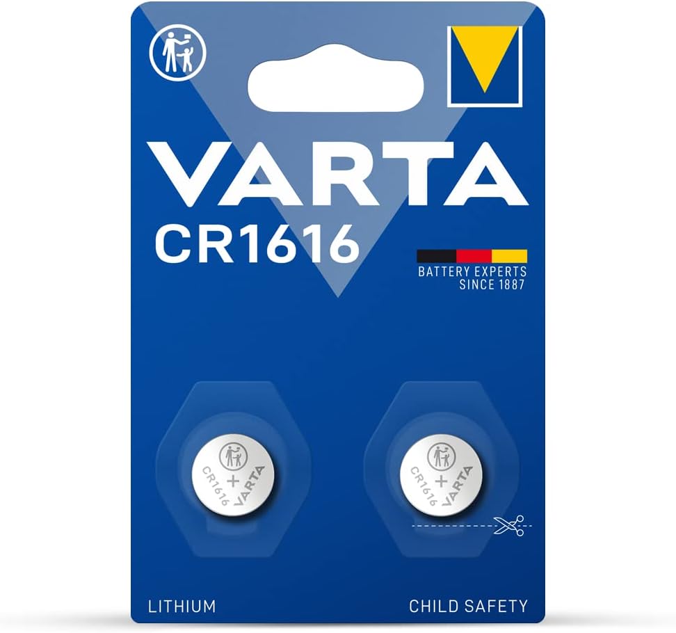 Varta High-Energy CR1616 Lithium Coin Battery for Small Electronic Devices (2-Pack)