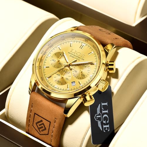 Image of LIGE Mens Roulette Wheel Watches Casino Themed Quartz Analog Watch 3ATM Waterproof Glowing Man Wrist Watches