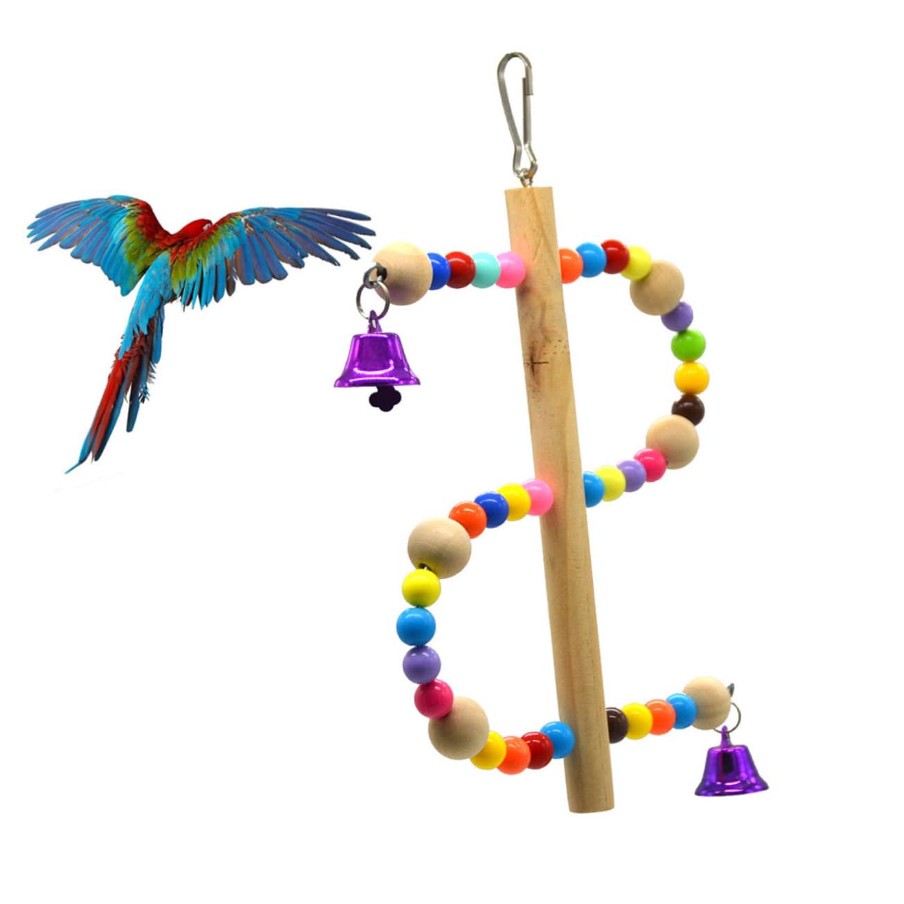 DOITOOL 3piezas Columpio De Madera para Periquitos y Loros Pequeños Diseño De Soporte Juguete Interactivo para Jaulas De Aves Accesorio Divertido y Seguro para Entretenimiento De