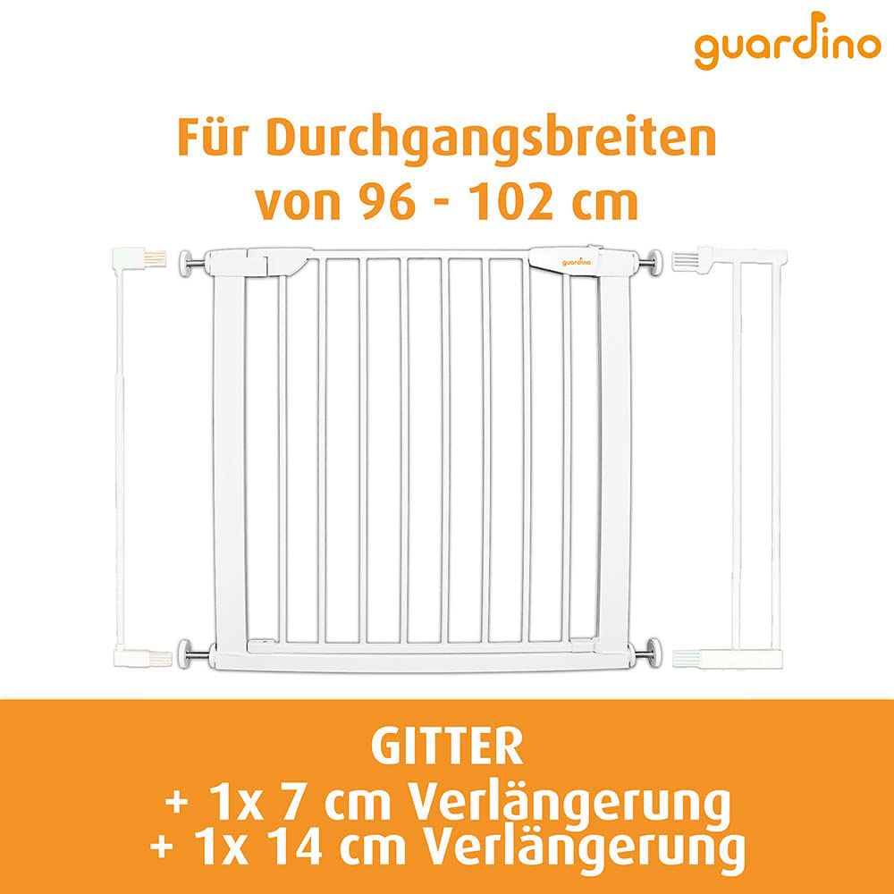 Guardino Türschutzgitter erweiterbar bis 109 cm - Treppenschutzgitter ohne Bohren, 96-102, 700010-3, Weiß