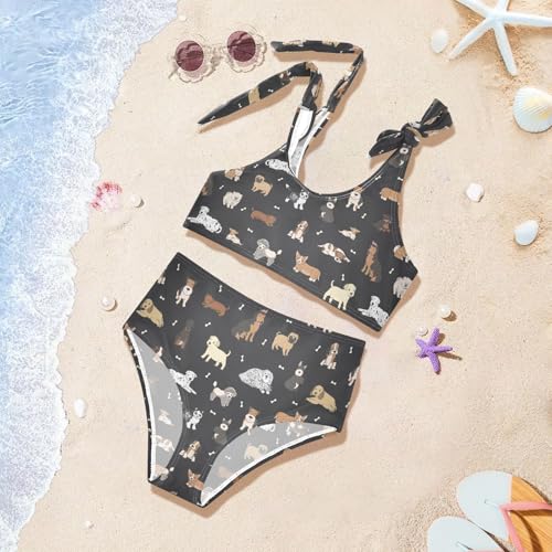 Image of CaTaKu Girls Swimsuits Two Piece Swimwear Cute Bikini Set Tankini Hawaiian Beach Sport Bathing Suit for Girls Size 3-12T