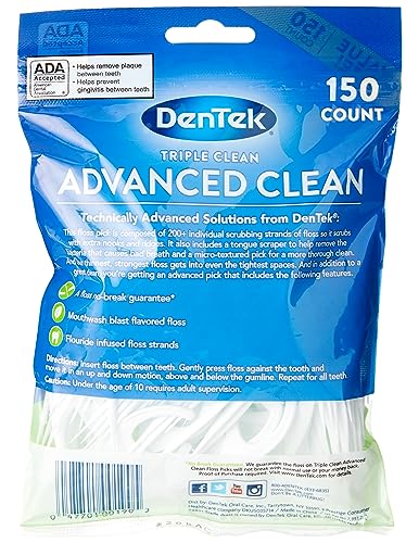 Image of Efferdent Retainer Cleaning Tablets, Denture Cleaning Tablets for Dental Appliances & DenTek Triple Clean Advanced Clean Floss Picks, No Break & No Shred Floss, 150 Count
