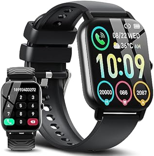 Ddidbi Smartwatch Damen Herren, Telefonfunktion 1,85" Touchscreen Smart Watch, Herzfrequenz Schrittzähler Schlaftracker IP68 Wasserdicht Sportuhr, 112 Sportmodi Fitnessuhr für Android &iOS,Schwarz