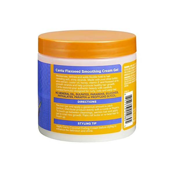 Cantu Flaxseed Styling Cream Gel with Aloe, Honey, Shea Butter & Vitamin E 16 oz