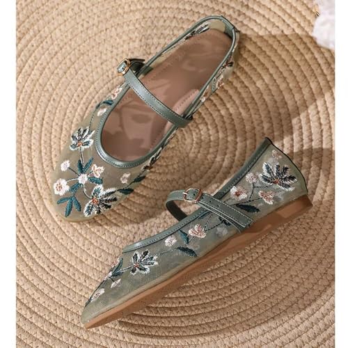 Hee grand Mesh Ballet Flats for Women Floral Embroidered Round Toe Ballerina Shoes Mary Jane Flats3