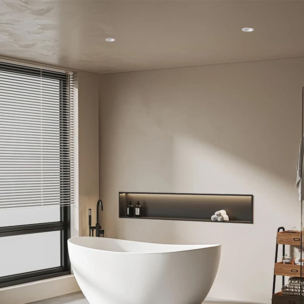 Foco De Techo Empotrable Led De 8,5 Cm, Resistente Al Agua Ip65, para Baño, Cocina, Balcón, Porche, Svart300（White4000K-7W）