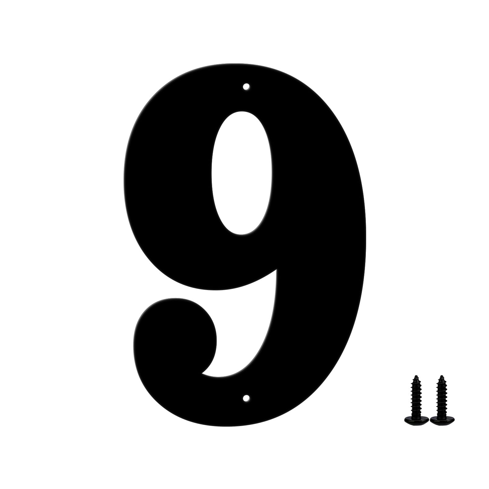 Modern Metal House Numbers and Letters - Black Coating Address Letters Signage, Ideal for Garden, Door, and Mailbox Decoration, with Easy Installation Nail Kit (4", 9)