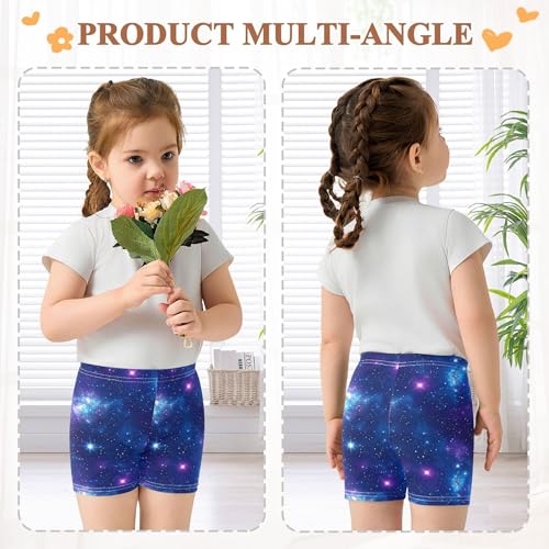 Joisal Girls Biker Shorts Toddler Cotton Under Shorts for Dresses 4t Baby Summer Space Glowing Stars Purple Blue3