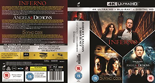 Inferno, Angels and Demons and The Da Vinci Code 4K Ultra HD Boxset (7 Discs Set)