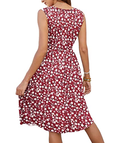 Image of MOLERANI Women Summer Dresses Sleeveless Casual Loose Swing Button Down Midi Dress with Pockets