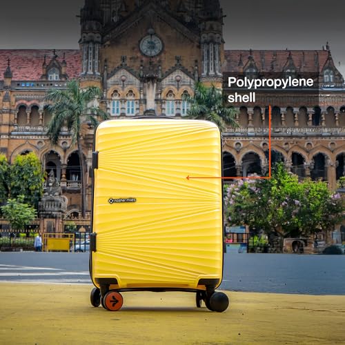 Image of Nasher Miles Mumbai Hard-Sided Polypropylene 8 Wheels Double Spinner Luggage Set of 2 Yellow Trolley Bags (65 & 75 cm), Medium & Large