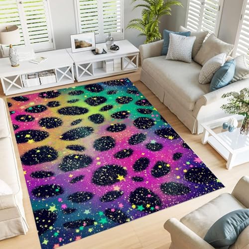 Tapis doux et antidérapant léopard coloré 90x150 pour cuisine et salon lavable