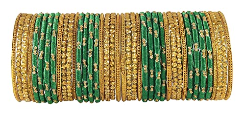 Image of NMII Acrylic (Plastic) With Silk Thread & Beads Studded Worked Glossy Finished Kada Set For Women and Girls