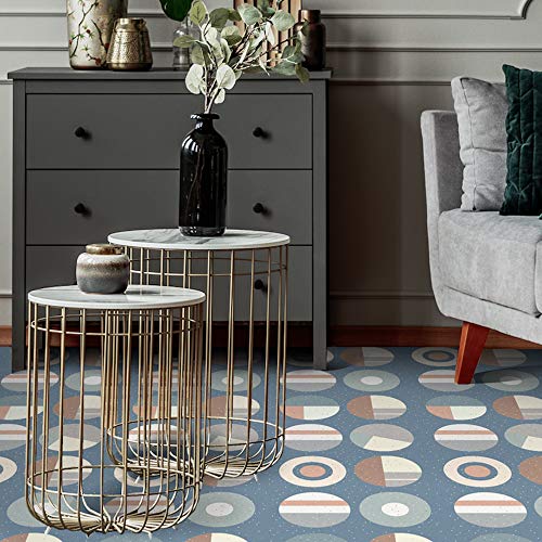 Vinyle pour chambre effet terrazzo bleu géométrique de qualité