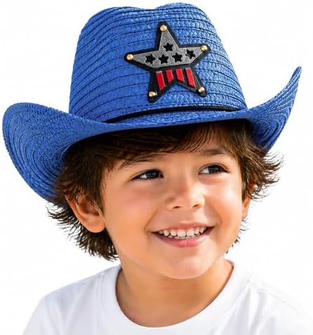 VRITRAZ Kids Straw Hat for Baby Boys & Girls | Printed Summer Sun Hat, Woven Wide Brim Beach Cap, Lightweight Breathable Holiday, Travel, Fancy Dress Fashion Hat for Children & Toddler (2-6 Year)