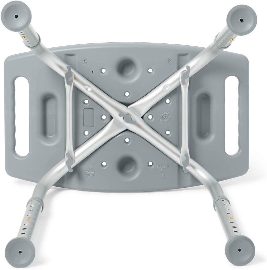 Medline Shower Chair Without Back, Bath Bench Supports up to 400 lbs, Gray