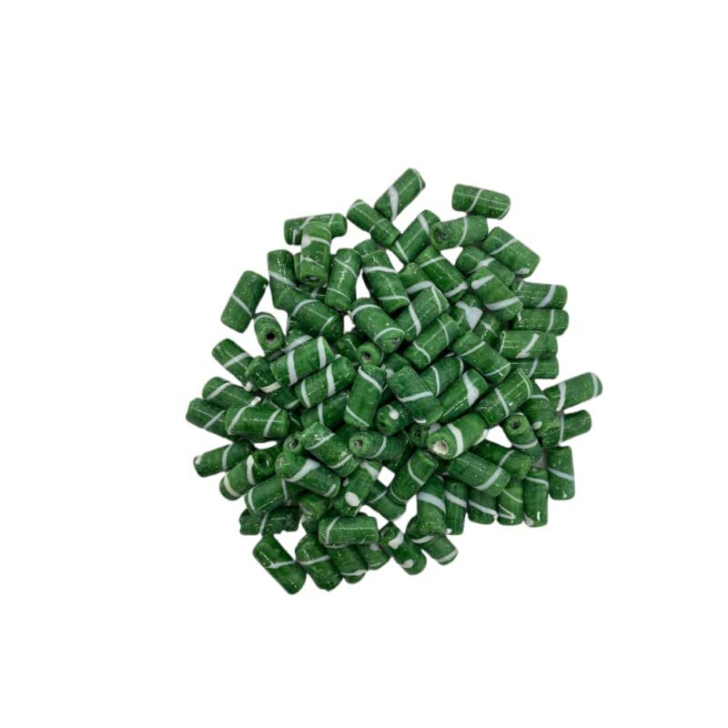 META ATACADO, Kit 10 Firmas Guia 2 cm Umbanda Candomblé Murano Cor:Verde e Branco