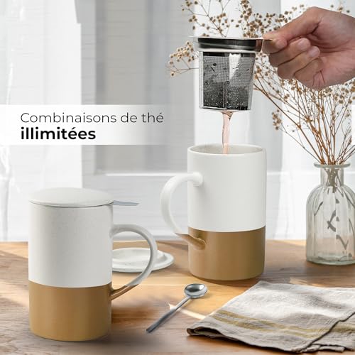 Tasse de thé en céramique de haute qualité MIAMIO avec infuseur et cuillère