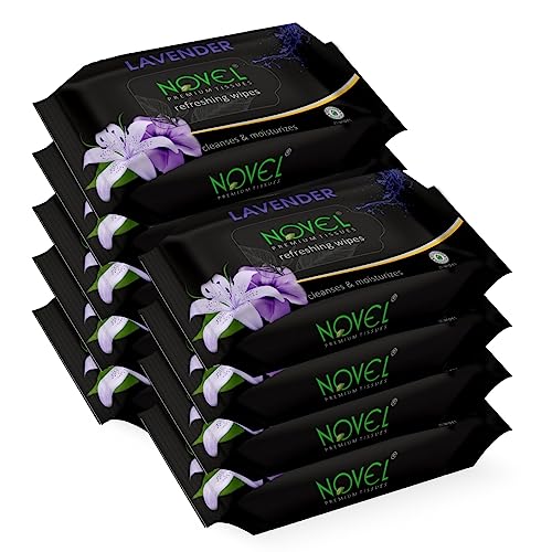 NOVEL Alcoholic Free and Aqua Glycerine (Lavendar Fragnance) Wet Tissue (Pack of 9/225 Tissues)