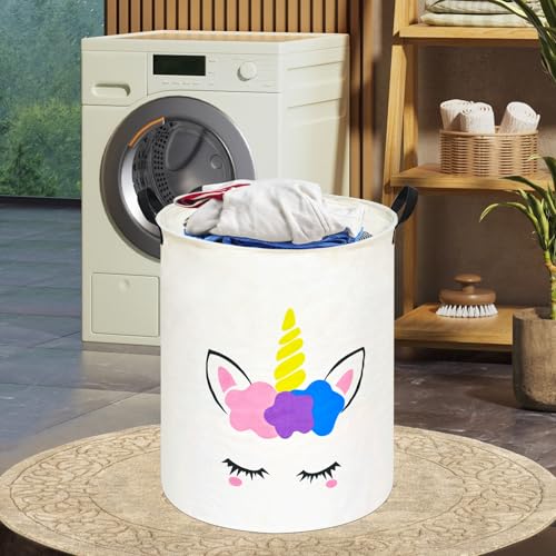 Image of Round Laundry Basket Storage Bins Nursery Hamper Gift Baskets for Home,Office,Home Decor