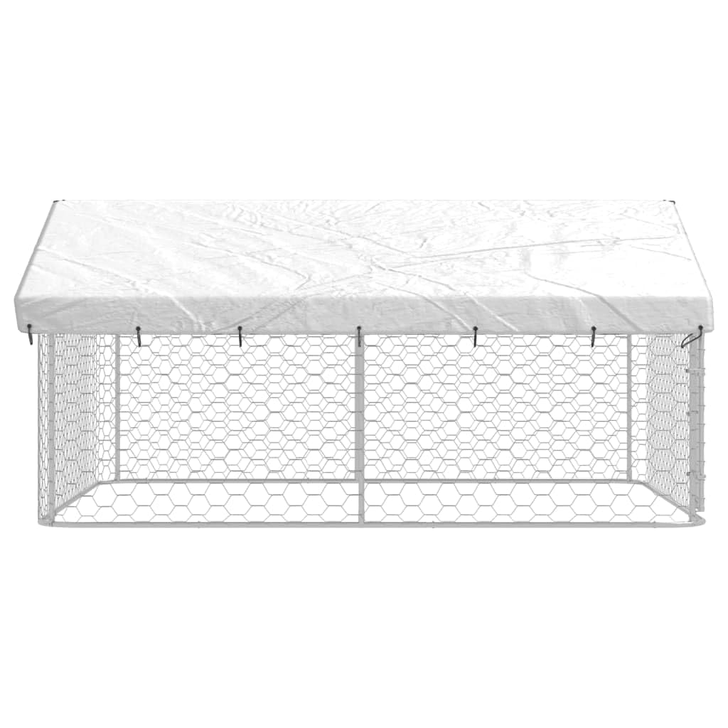 IKAYAA Recinto per Cani da Esterno con Tetto Box per Cani Kennel per Cani da Esterno Gabbia Cani in Acciaio Zincato-300 x 300 x 150 cm