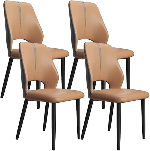 Miniatura 24 de YVYKFZD Juego de sillas de comedor de cuero, silla de comedor con respaldo curvado y patas de metal, sillas de cocina tapizadas, silla de sala de