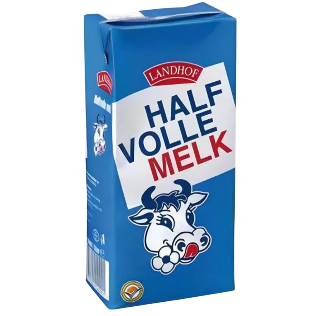 Landhof Holländische Milch Teilentrahmte Milch fettarme Haltbare Milch Teilentrahmte Fett, je 1 Liter, 48 Stück