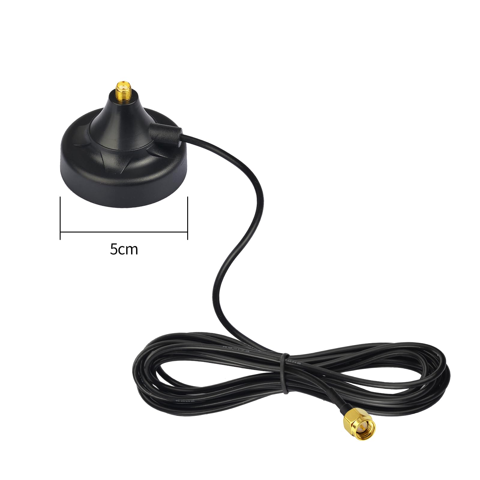 Superbat Base Magnetica Connettore SMA Femmina e Cavo RG174 da 3m con Connettore SMA Maschio Adatta per Antenne WiFi/GSM/3G/4G LTE