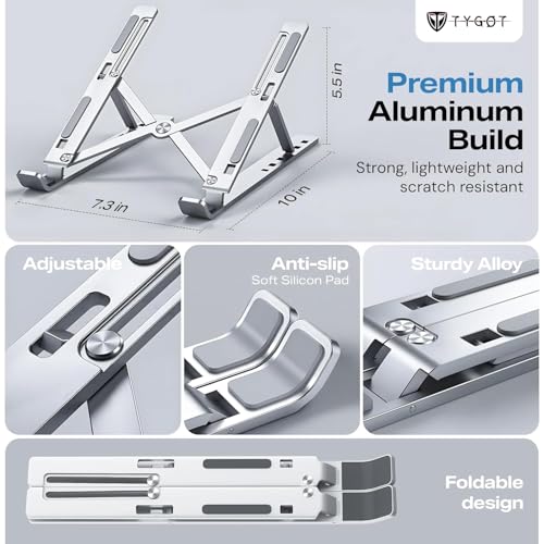 Image of Aluminum Alloy Adjustable Laptop Stand for 10-17 Inch Laptops