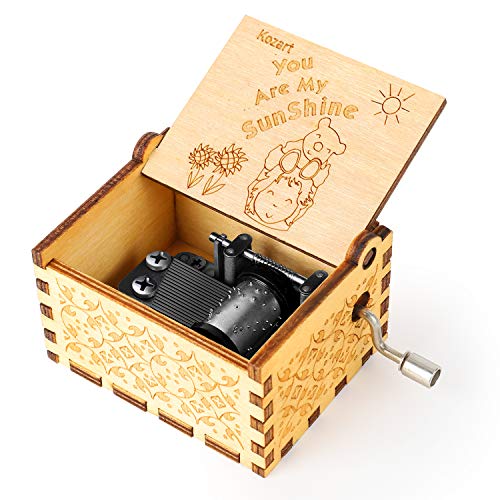 Kozart Music Box Hand Crank Engraved Music Box You are My Sunshine Classical