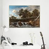 Impressions sur toile Jacob van Ruisdael《Paysage avec cascade》Toile Peinture à l'huile Art Esthétique Affiche Image Mur Décor À La Maison 30x40cm Sans Cadre