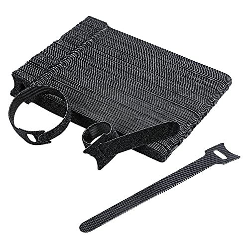 Amazon Basics Adjustable Cable Straps, Ties, Cord Organiser, 100 Count, Black