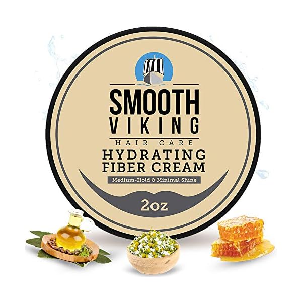 Smooth Viking Hair Styling Cream for Men - Grooming Hair Product - Matte Finish, Medium Hold and Minimal Shine Gel, Hydrating Fiber Cream for Daily Use, 2oz