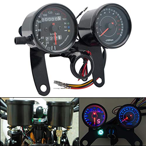 MASO Compteur de vitesse numérique à LED pour moto, compteur kilométrique, compteur de niveau d'huile avec lumière noire