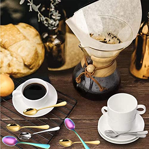 Image of Demitasse Espresso Spoons, Mini Coffee Spoon, 4 Inches Stainless Steel Small Spoons for Dessert, Set of 6(gold)