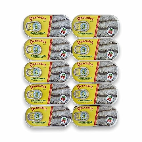 Scharf gewürzte Sardinen in Pflanzenöl - 10 x 56 g - Pescador - Portugal