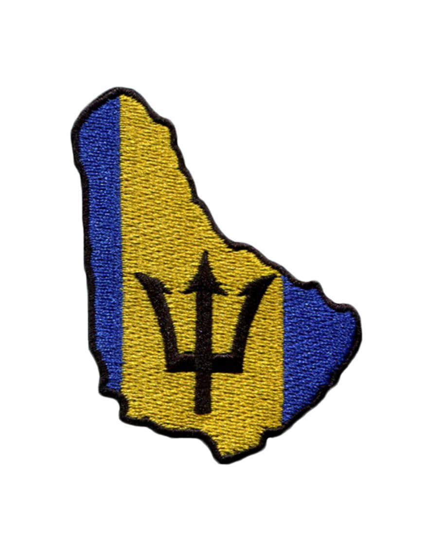 1 PCS Island Shape and Barbados Flag Patches Iron On or Sew On Embroidered Tactical Military National Barbados Patch