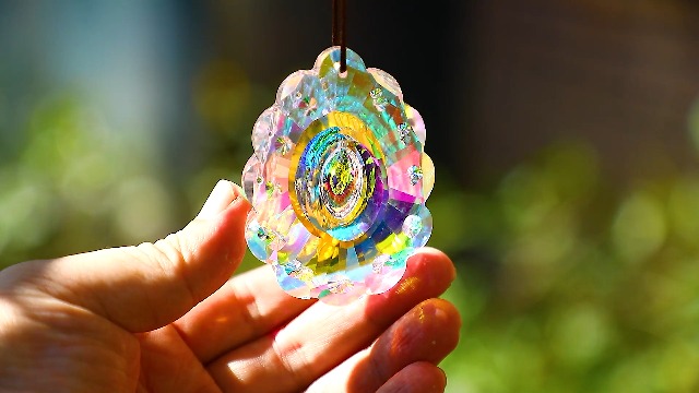 Amazon.com: 76mm Colorful Crystal Peacock Prism Sun Catcher