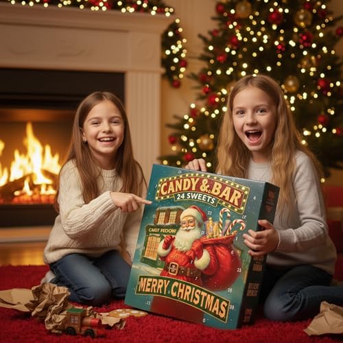 USA XXL Adventskalender 2025 | 24 verschiedene amerikanische Süßigkeiten in Originalgröße | Exklusive Weihnachts-Geschenkbox mit Hershey’s Schokolade & weiteren USA Sweets | Candy & Bar®
