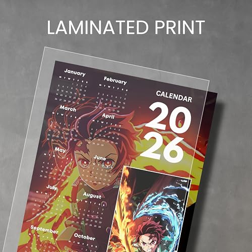 Image of 2026 Anime Calendar 12x18 Inch | Tanjiro Red Inspired Wall Poster Calendar | Aesthetic Anime Room Decor | 170 GSM Print