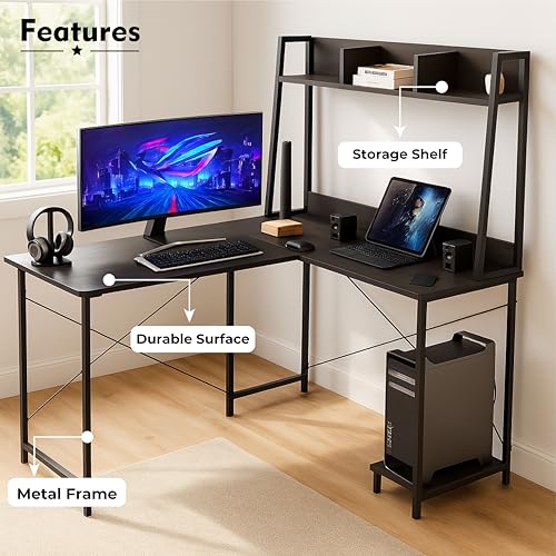Image of Callas Computer Desk Home /Office Desk | Writing Study Desk | Laptop Table | Modern Simple Desk | Small Desks for Small Spaces | Sturdy Desk for Home, Office, Bedroom, Living Room (Black, ST-23)