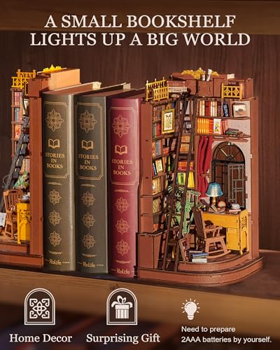 Rolife Silent Corner Study Book Nook Kit for Adults to Build with Lights - Image 4