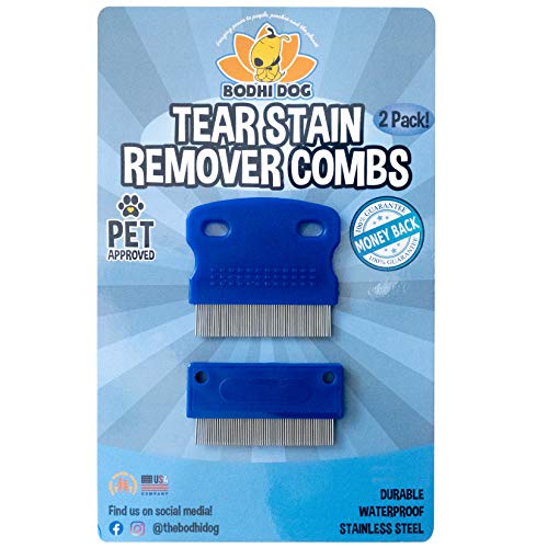 Bodhi Dog Tear Eye Stain Remover Combs | Set of 2 | Clean and Remove Crust, Mucus, Dirt, Buildup around Pet Eyes | Best for Dogs & Cats Fur and Coats