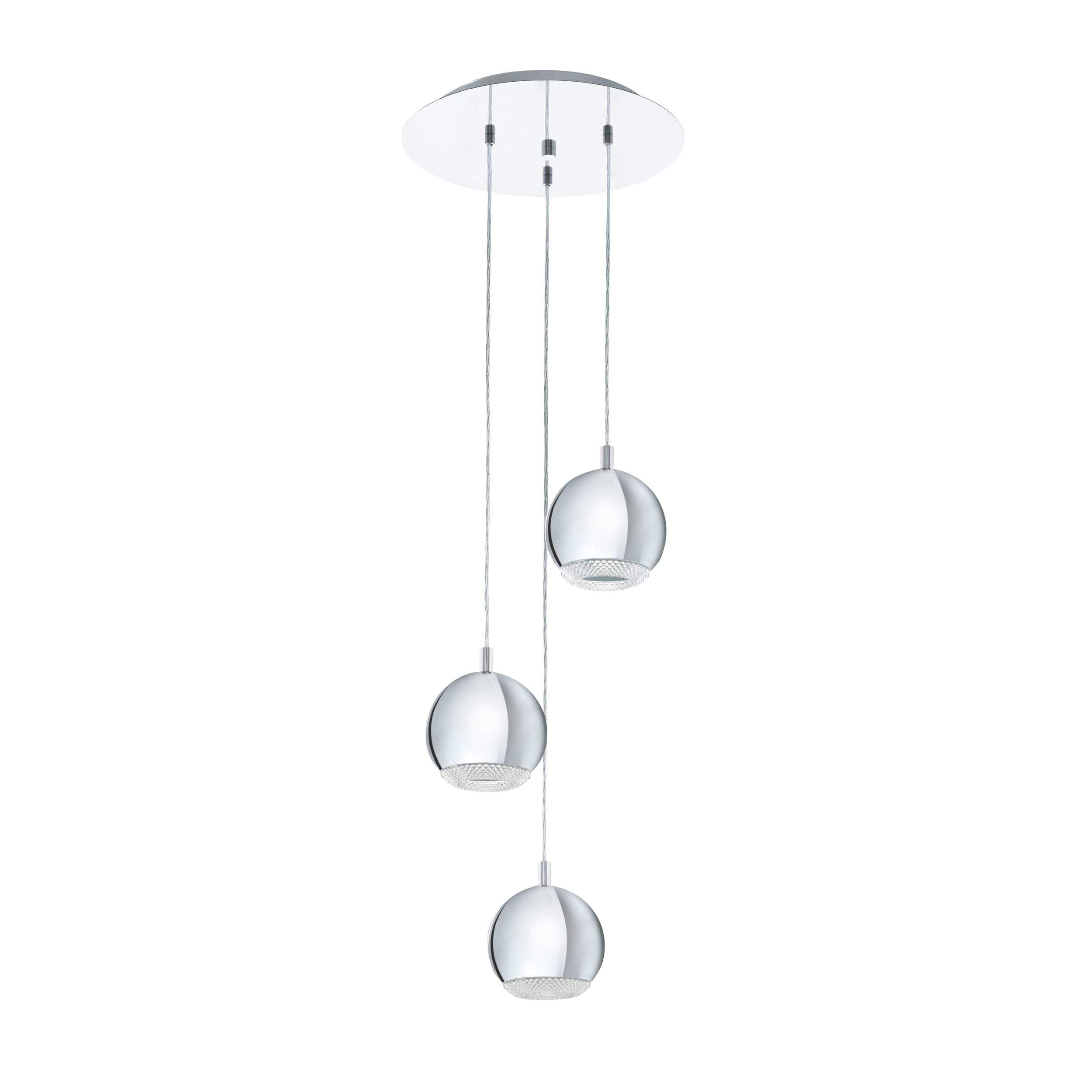 Eglo White/Light Conessa Three Drop Pendant In Chrome