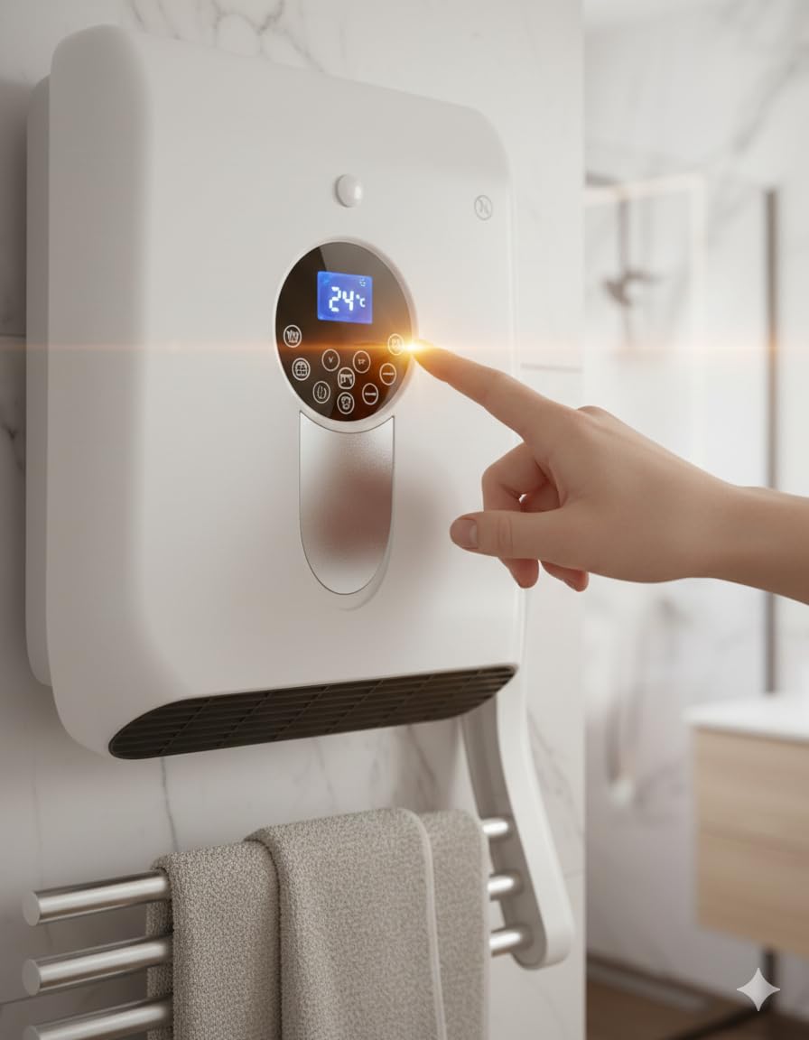 DREXON – Sèche-serviettes soufflant TARA – 2000W – 3 Barres chauffantes escamotables avec Soufflerie – Dimensions 35.5X14.5X58 cm - Thermostat électronique Affichage LED – Programmation & minuterie