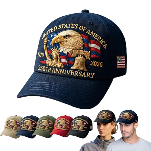 Eagle & Liberty - Chapeau 250ème anniversaire des États-Unis, casquette réglable USA patriotique drapeau drapeau pour homme & femme, D, Taille unique