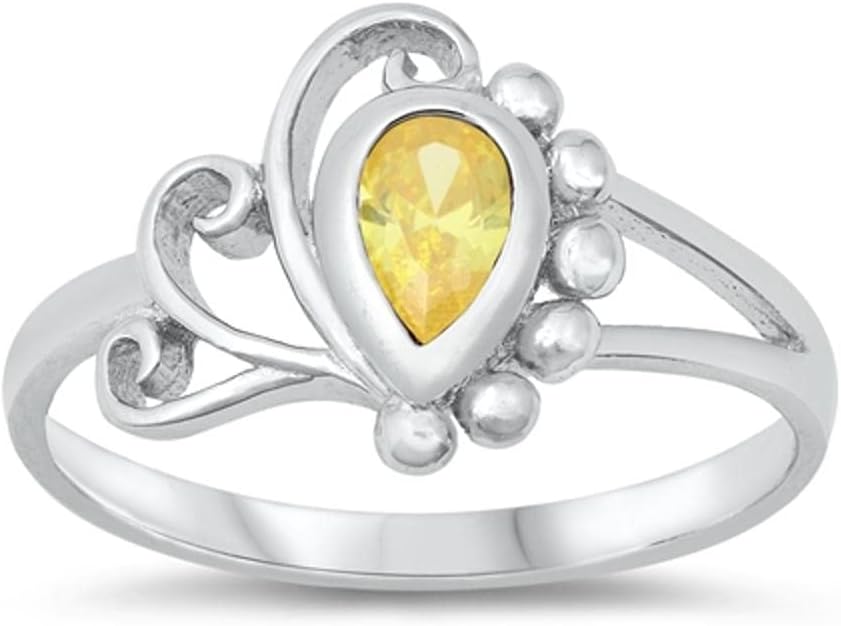 CHOOSE YOUR COLOR Sterling Silver Teardrop Bezel Loop Ring