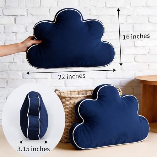 Almohada de felpa azul en forma de nube 22 x 16 pulg miniatura 3